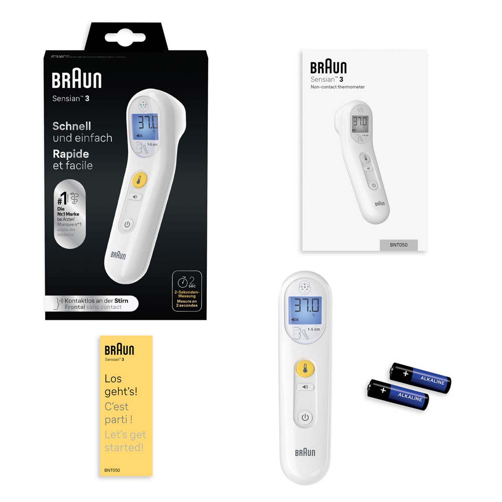 Inhalt des Pakets des kontaktlosen Thermometers